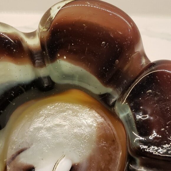 THICK Glassflower shaped Ashtray Bowl Dish Trinket Holder tealight  purple w - Picture 3 of 10